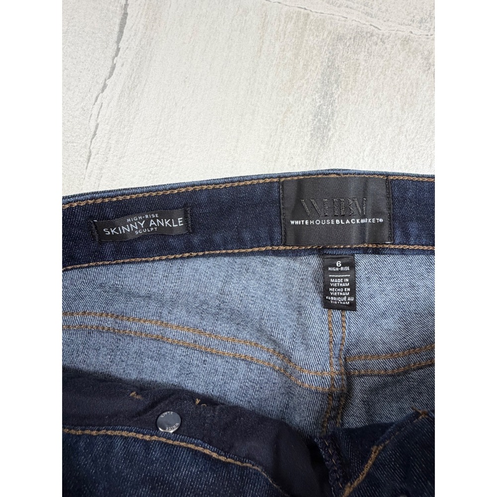 White House Black Market Womens High Rise Skinny Ankle Sculpt Jeans Dark Wash 6 - Picture 2 of 8